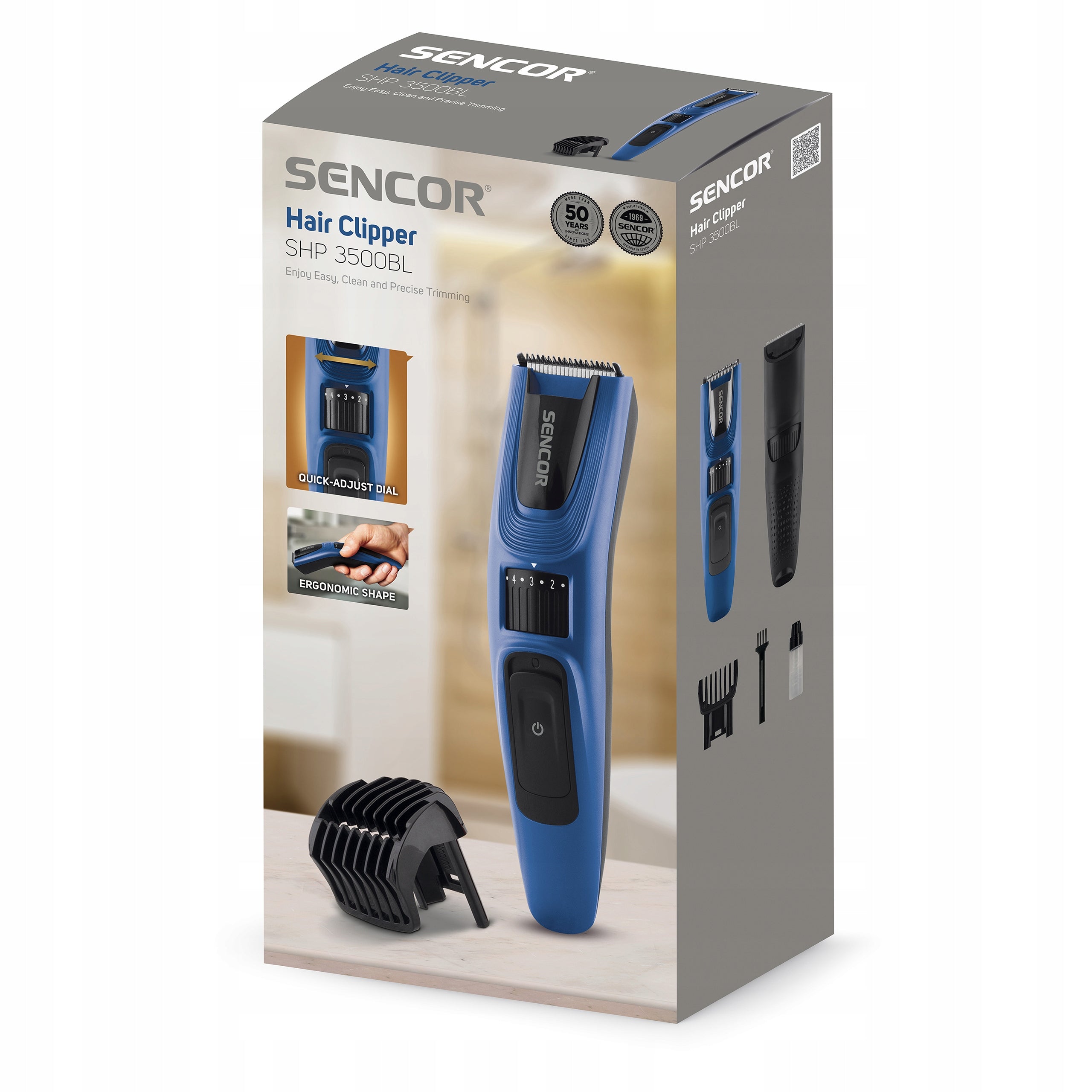 Hair clipper TRIMMER 0,5-10 mm BLADE 28 mm 500 mAh Sencor SHP 3500BL Packaging status original