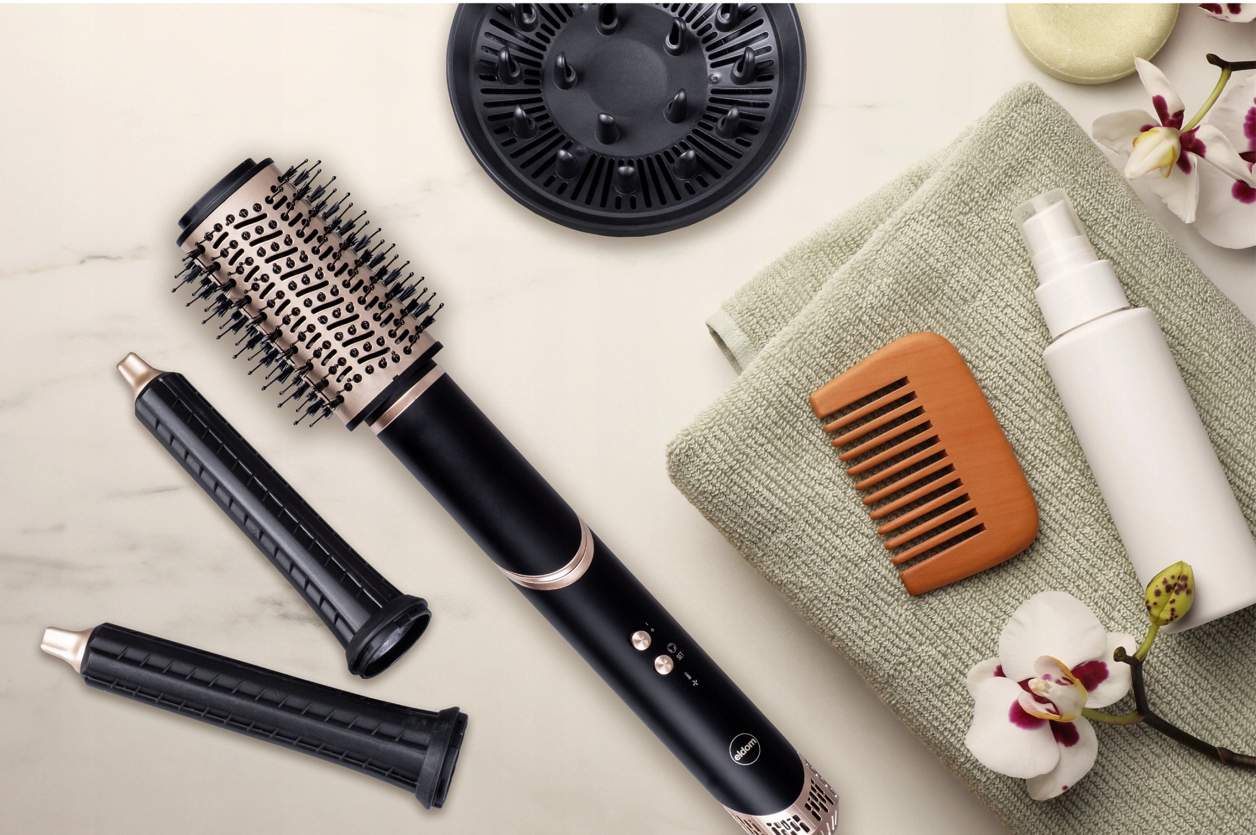 Hair dryer 8in1 Locquer dryer HTS30 fiora Eldom ionization 8 tips Packaging status original