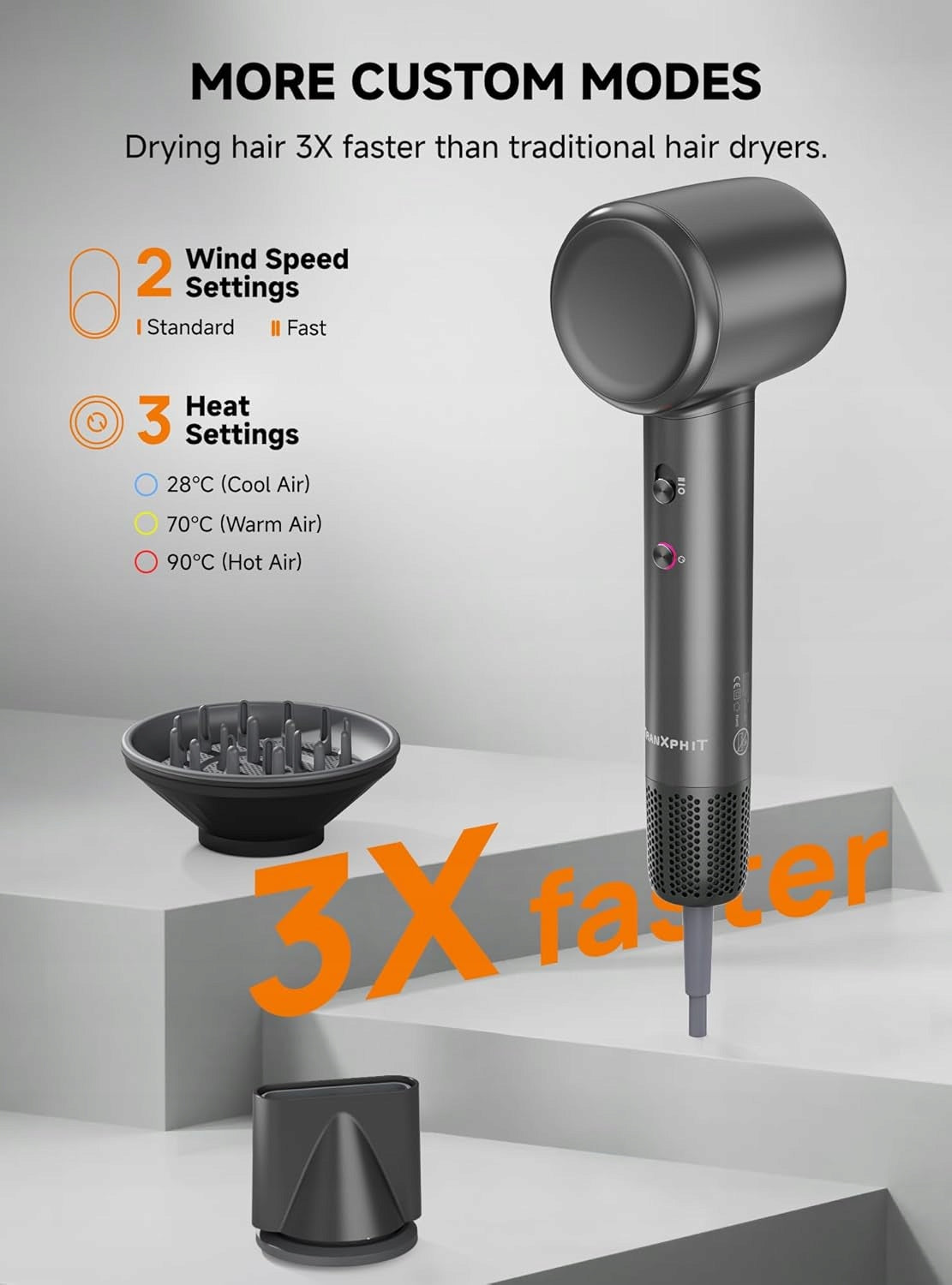 Hair dryer with ionization 500 million ions 160 000 rpm Manufacturer code Suszarka do włosów