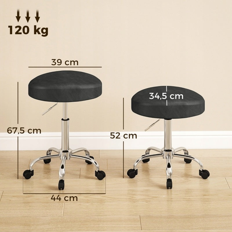 Hairdresser chair on wheels (height adjustable and swivel). PU leather Packaging status original