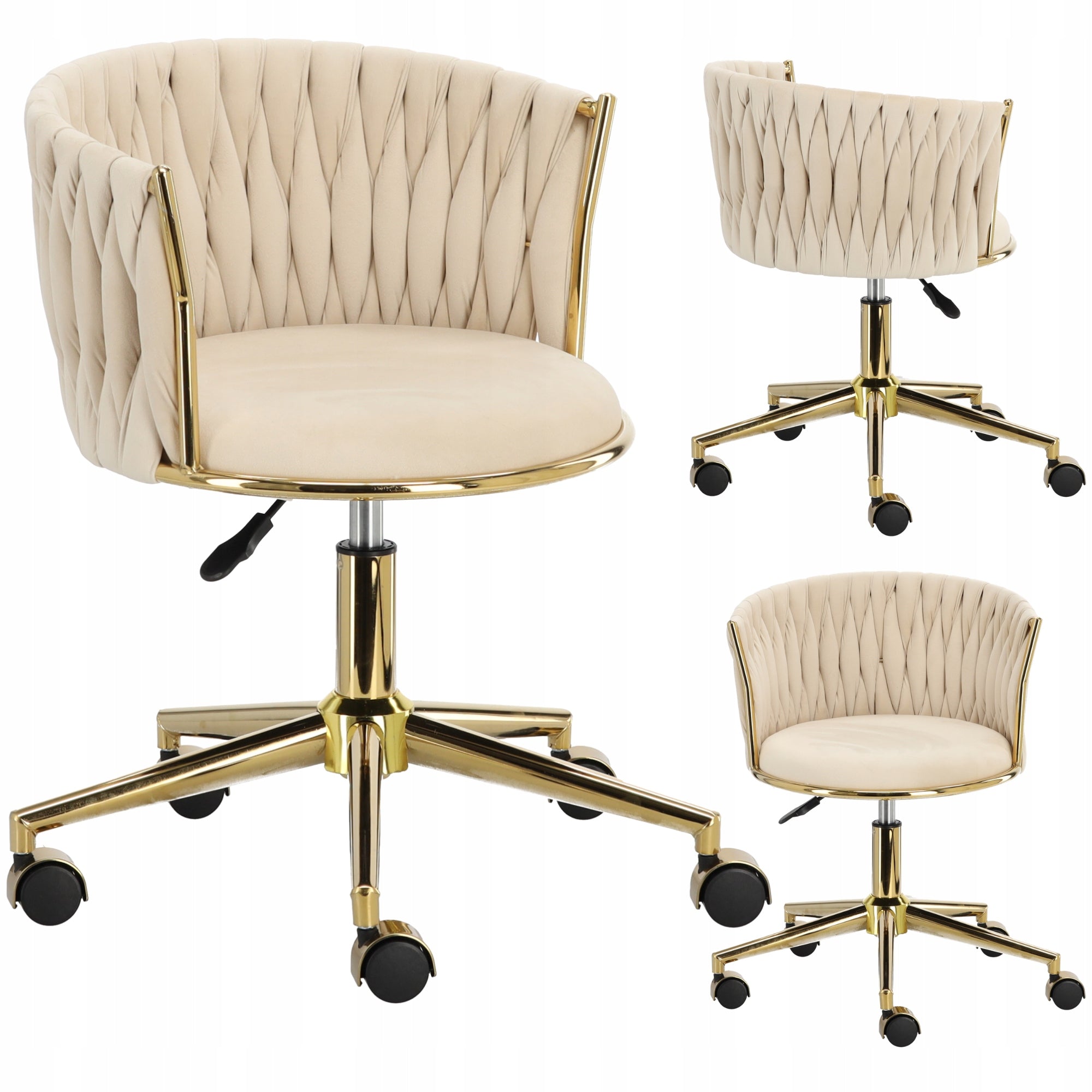 Hairdresser cosmetic stool with backrest bar stool saddle SPA mobile beige