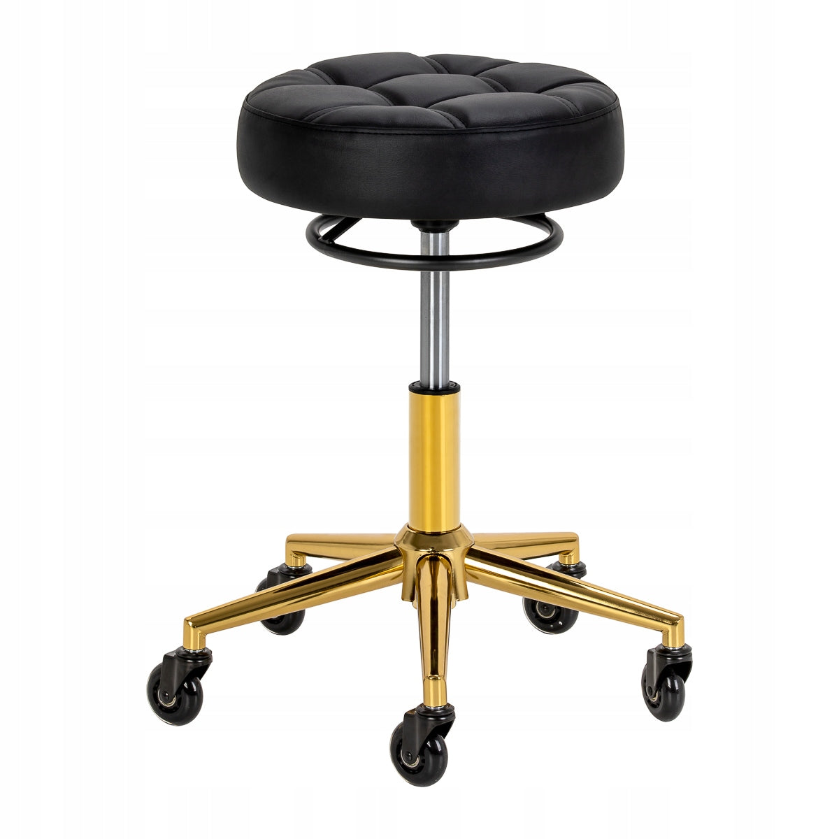 Hairdresser stool Gabbiano D054G black and gold Upholstery material other