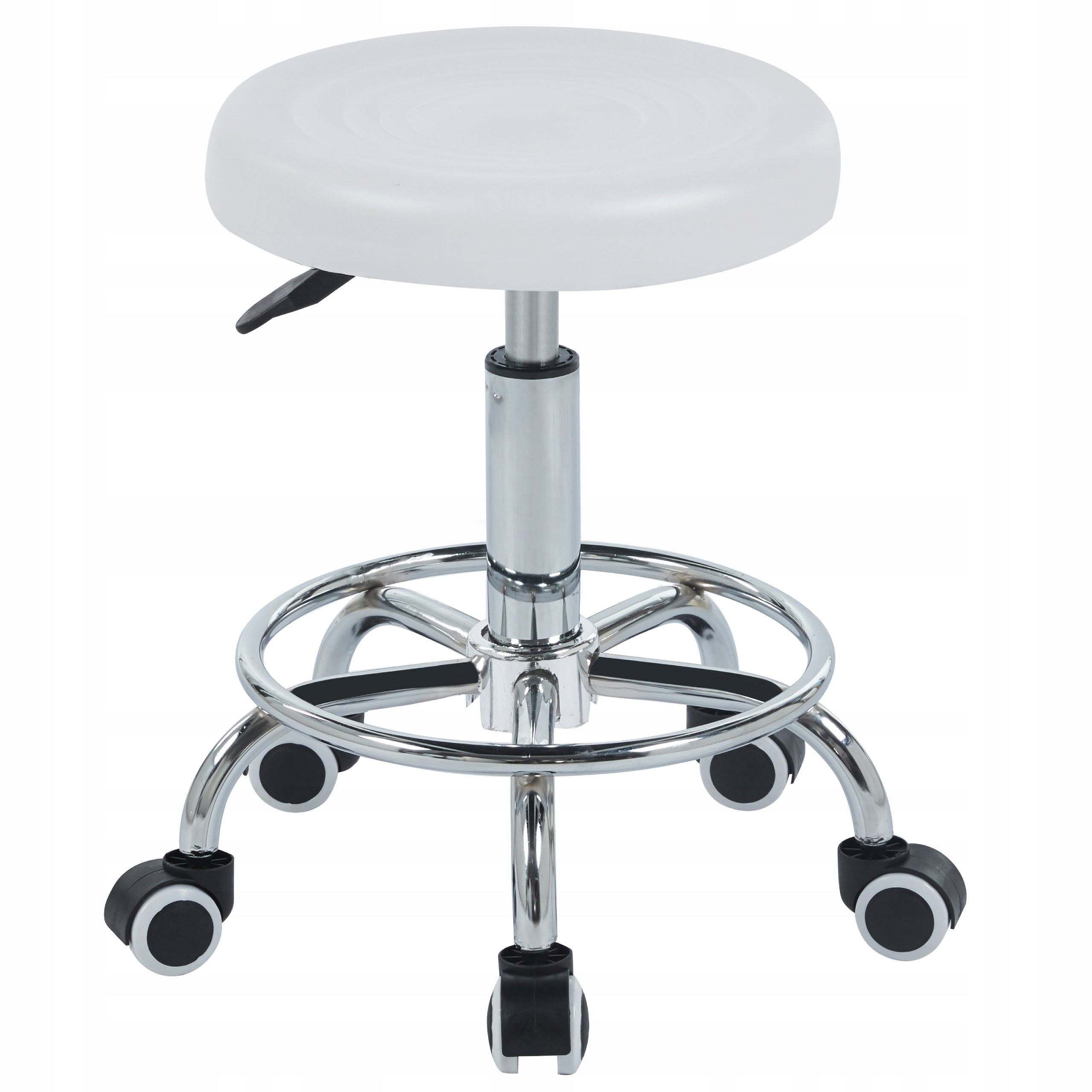 Hairdressing Chair White ECO LEATHER Adjustable ROUNDABOUT for SALON Reinforced