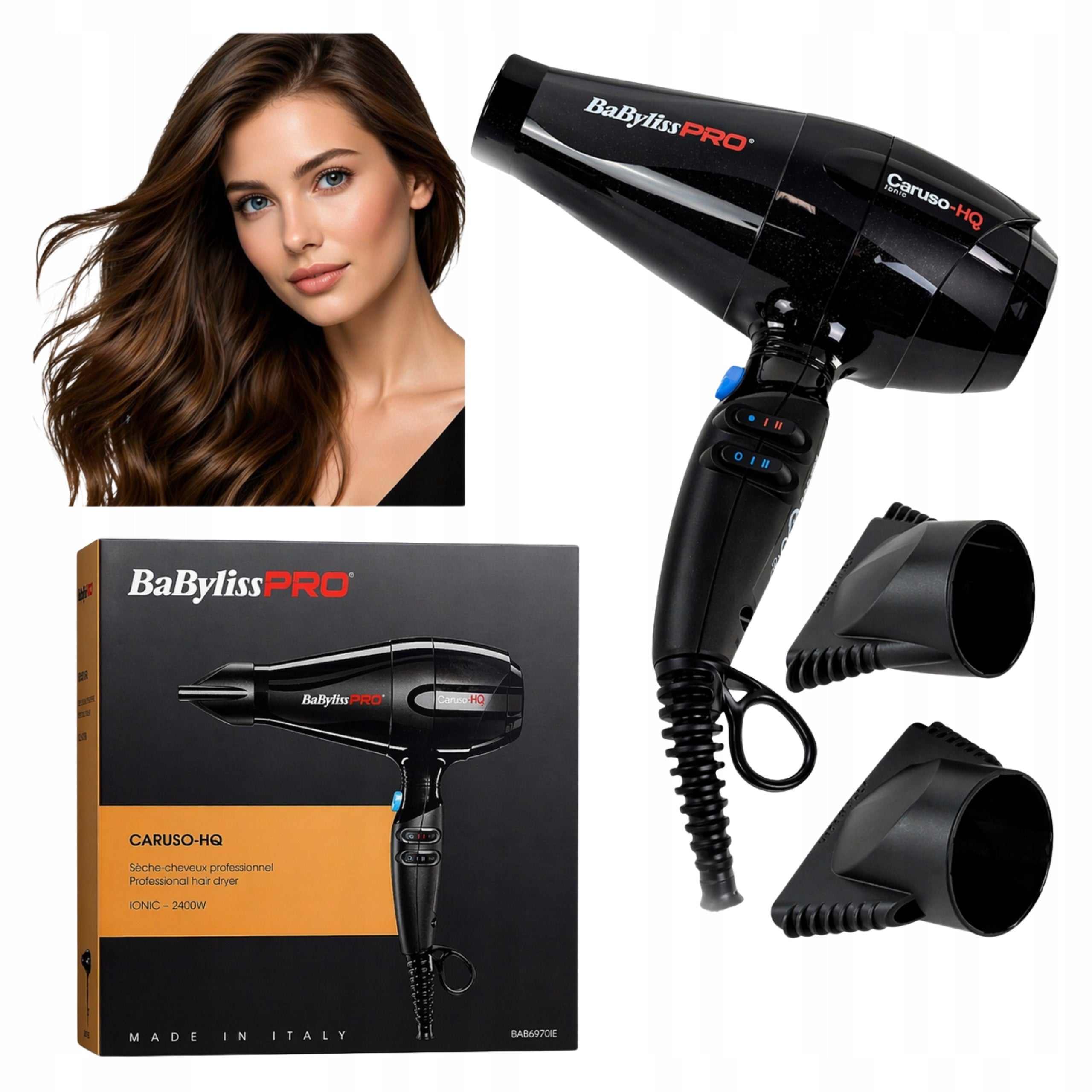 Hairdryer Babyliss Pro Caruso 2400W black ionization Cold Breathing