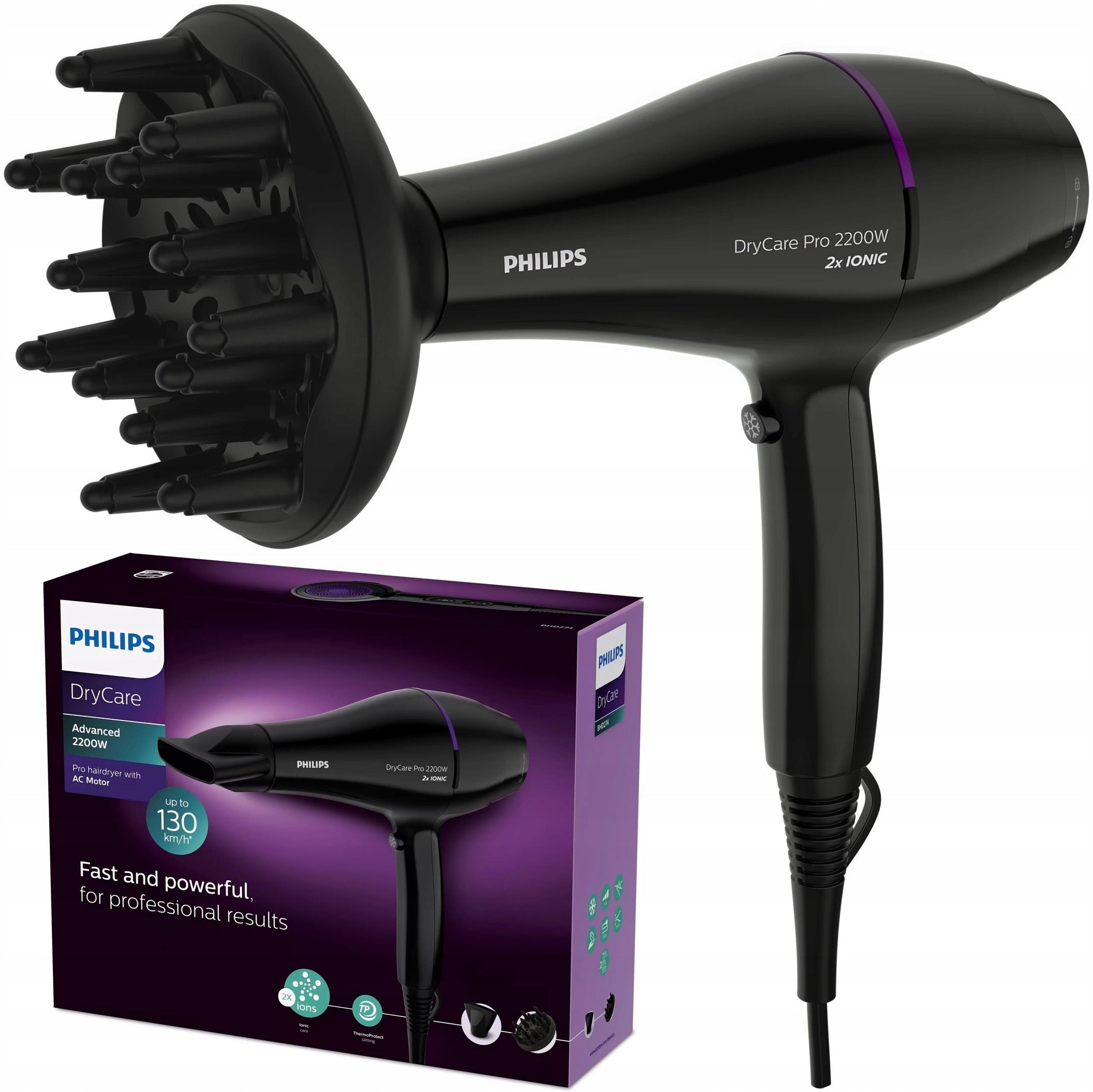 Hairdryer Philips DryCare BHD274/00 motor AC 2200W
