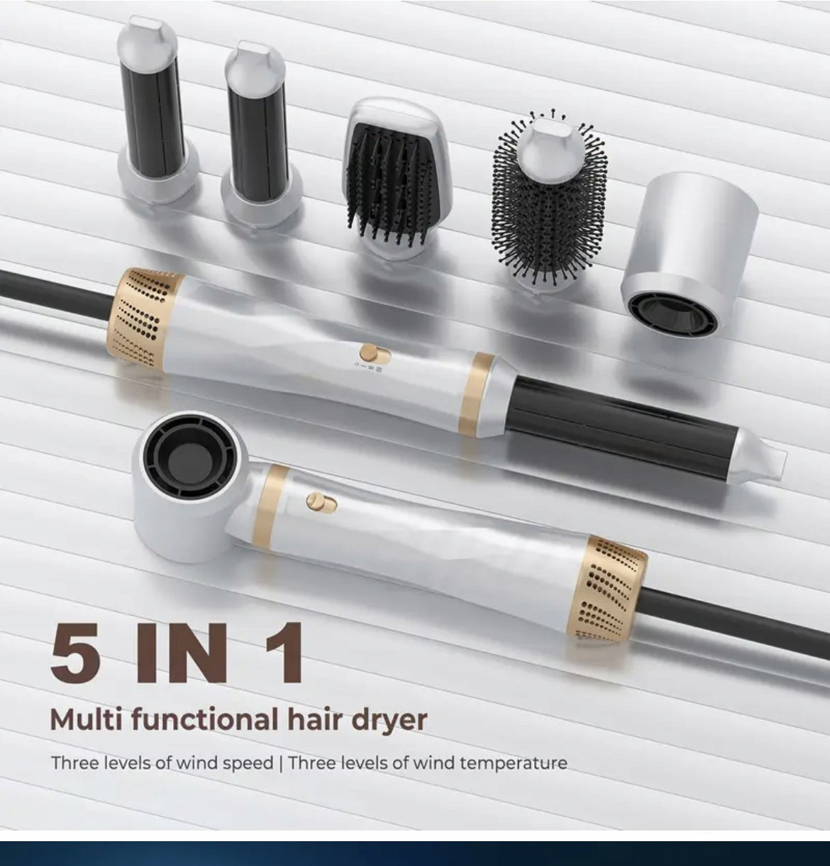 Hairstyler 5 in 1 Air Styler , Hair Dryer Curler Brush- White Packaging status original