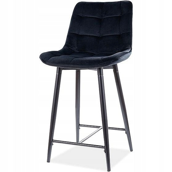 Half Bar stool Chic H-2 Velvet Black 19 Dining room Material metal