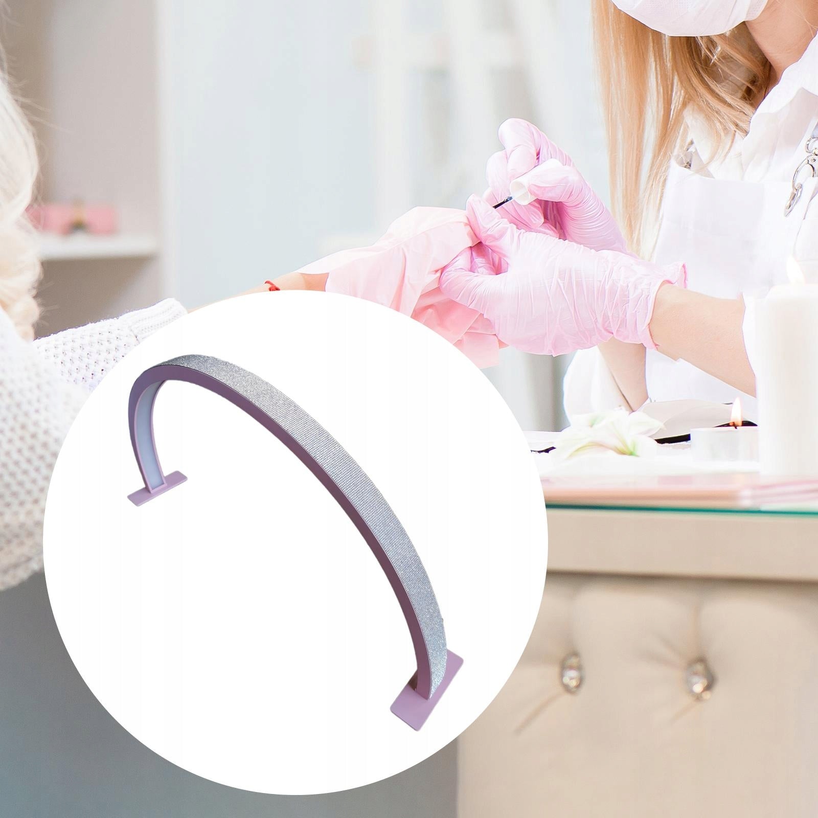 Half Moon Nail Desk Lamp 3 Color Lighting Nail Table Lamp Pink rhinestone