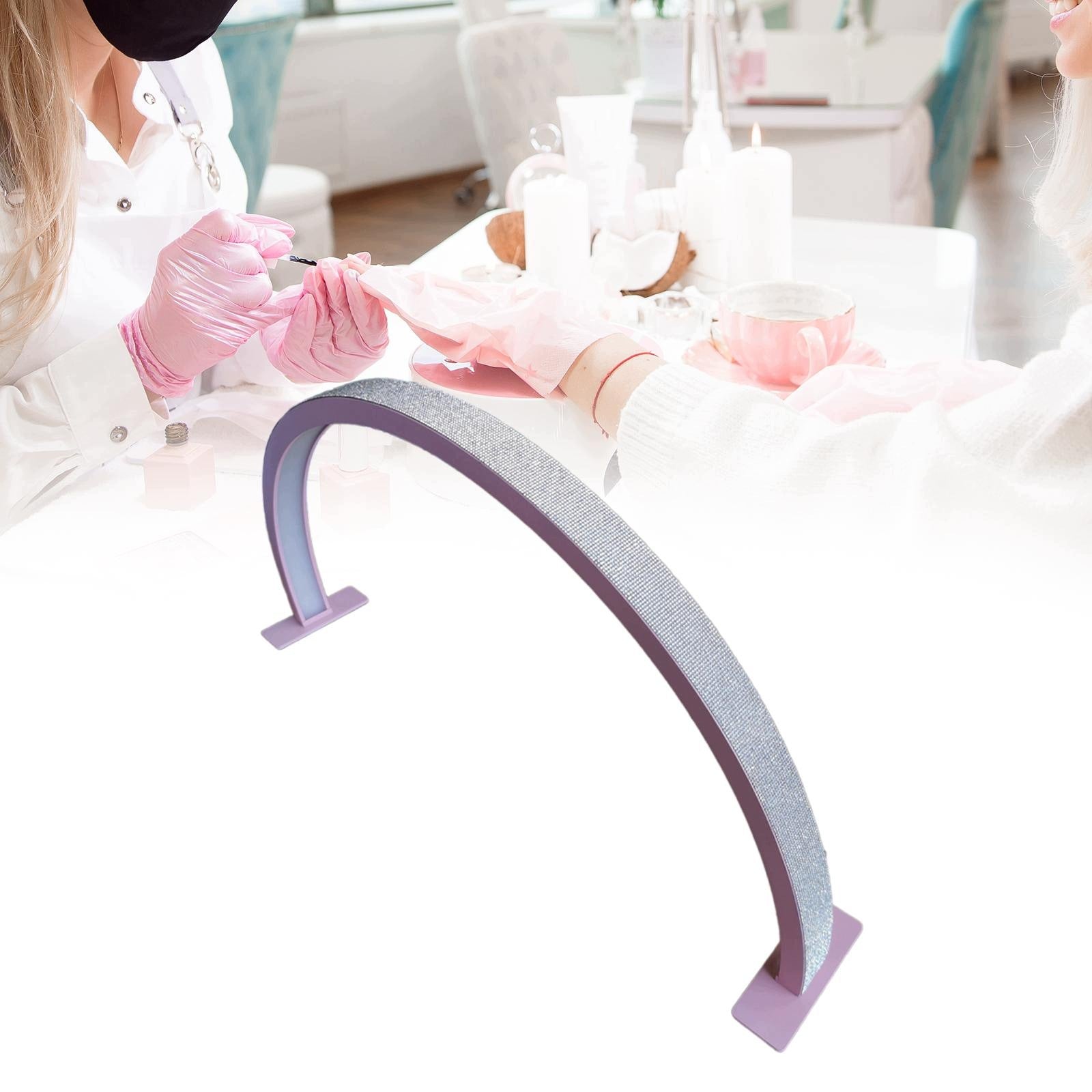 Half Moon Nail Desk Lamp LED Nail Tech Lamp Lash Light LED Pink rhinestone
