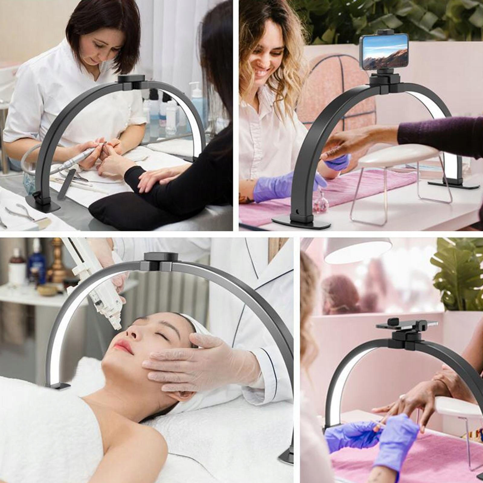 Half Moon Nail Desk Lamp LED Nails Tech Lamp with Phone Holder Nail Black Medical device no