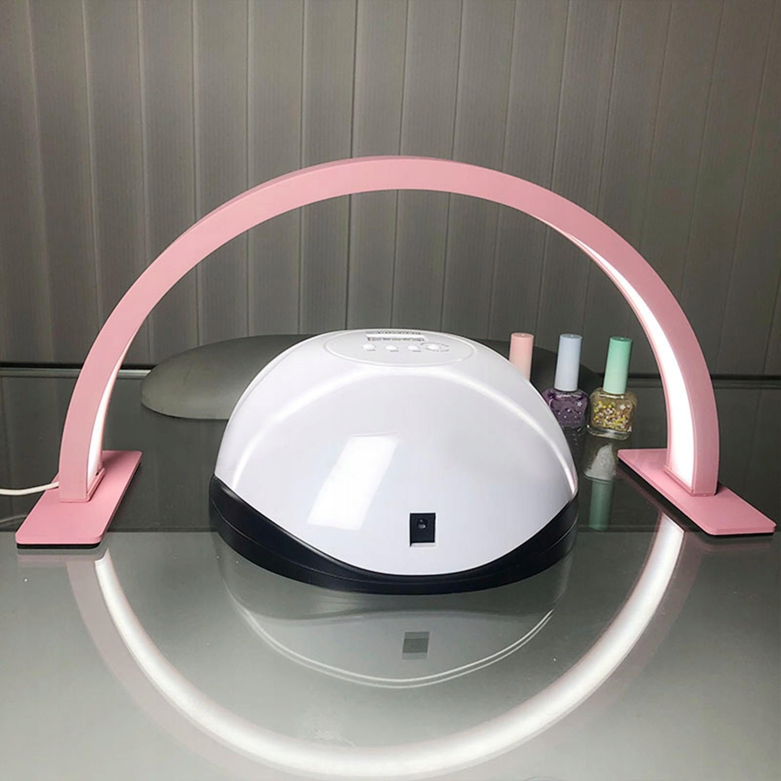 Half Moon Nail Lamp for Desk 20W 3 Color LED Manicure Desk Lamp LED Pink