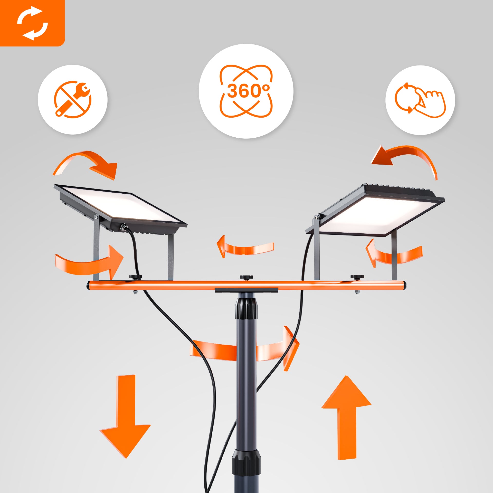 Halogen LED Building Kit 2X 100W Floodlight Work Lamp on Tripod Manufacturer code Lampa na Stojaku 5780