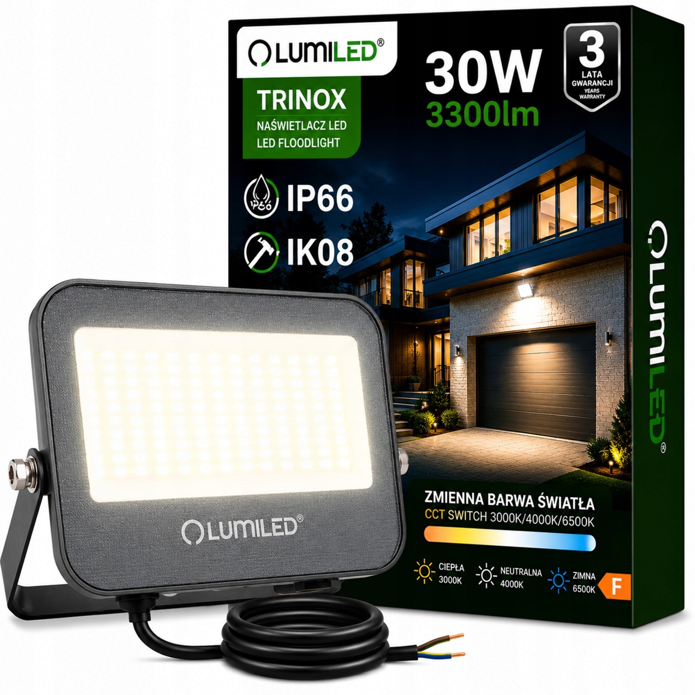 Halogen LED Floodlight 30W IP66 Outdoor Headlight WATERPROOF Lamp