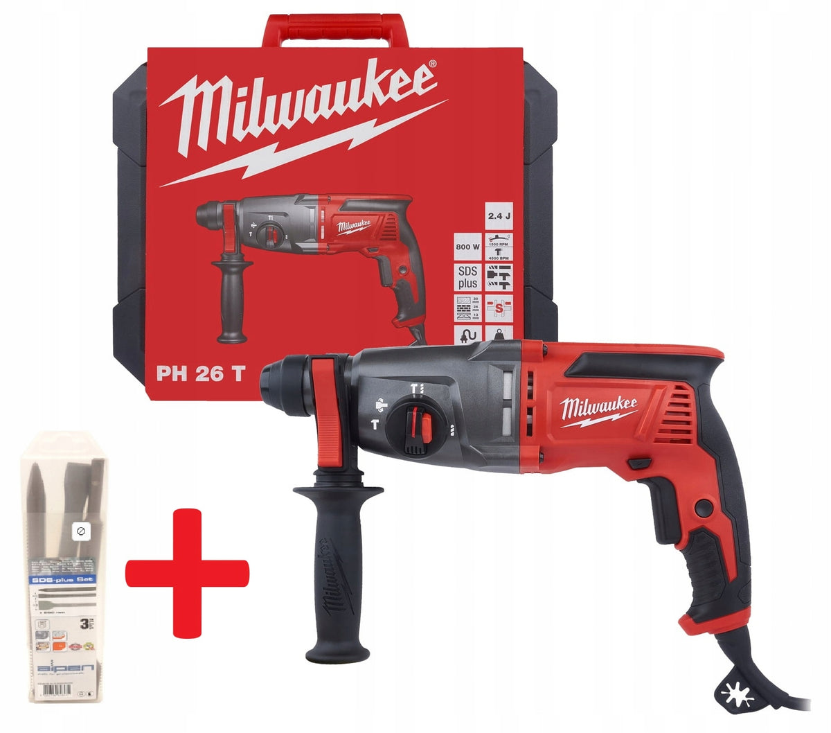 Hammer Drill Milwaukee PH26T 800W 2,4J SDS-Plus 4933464580 Chisels