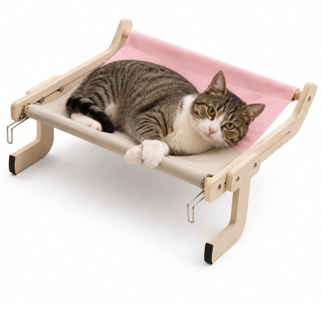 Hammock Cat Bed for Furniture Wooden Hanging Adjustable 47cm U066