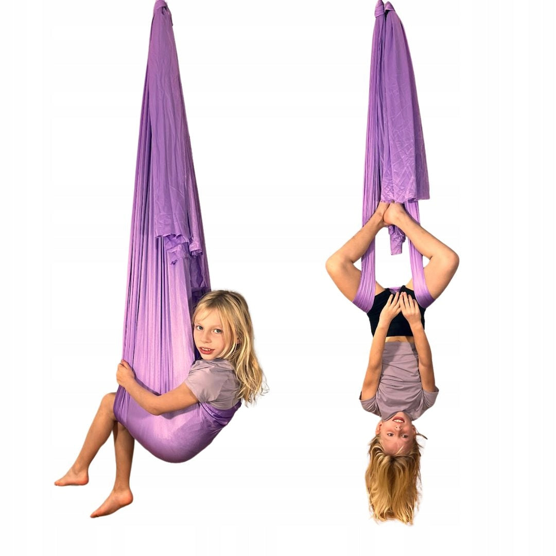 Hammock aerial for yoga acrobatic scarf 5m purple light, wide 260 cm