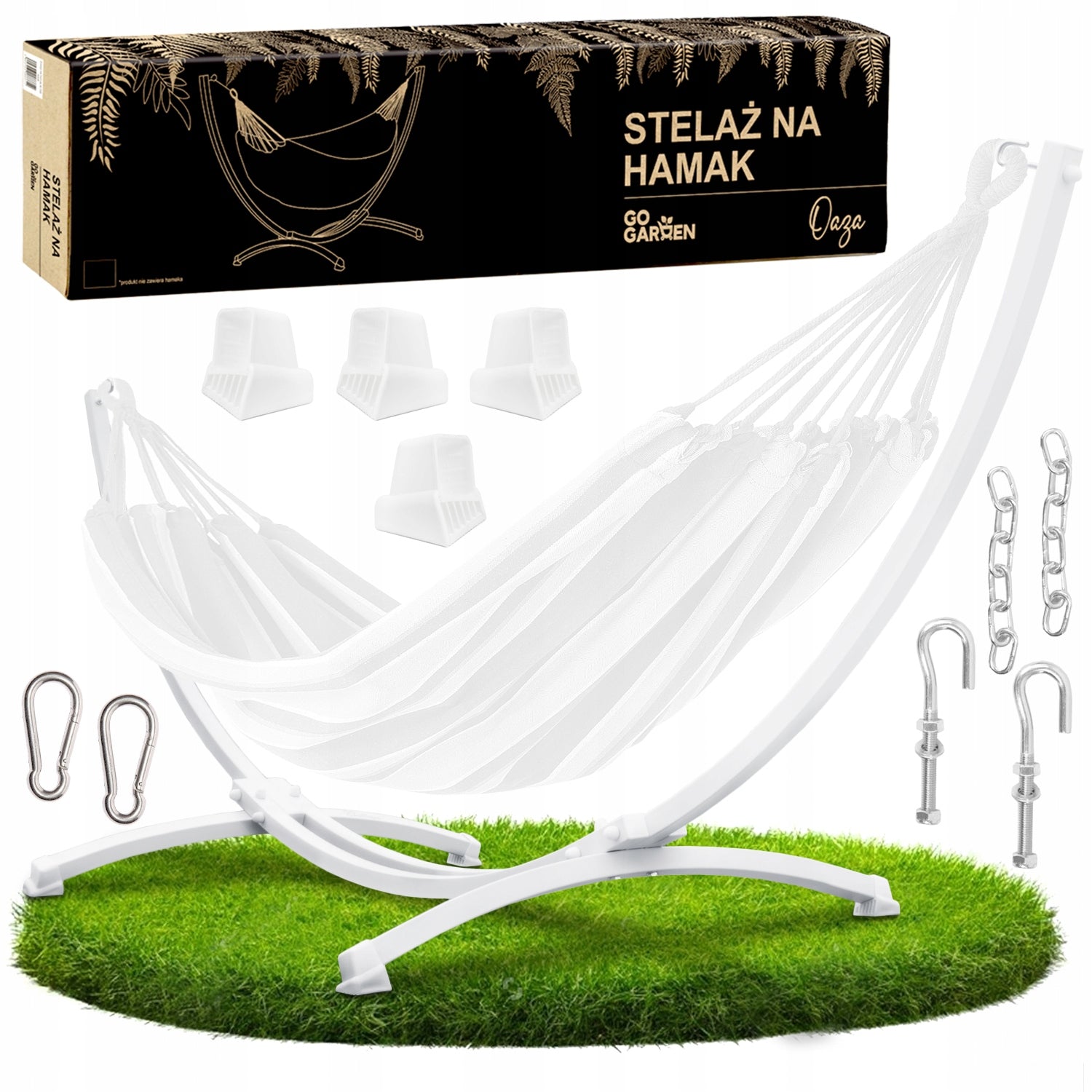 Hammock frame garden stand metal double for hammock up to 220 kg white