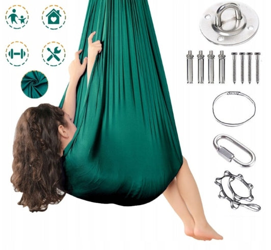 Hammock green for children recreational swing 2.8x1.5 m