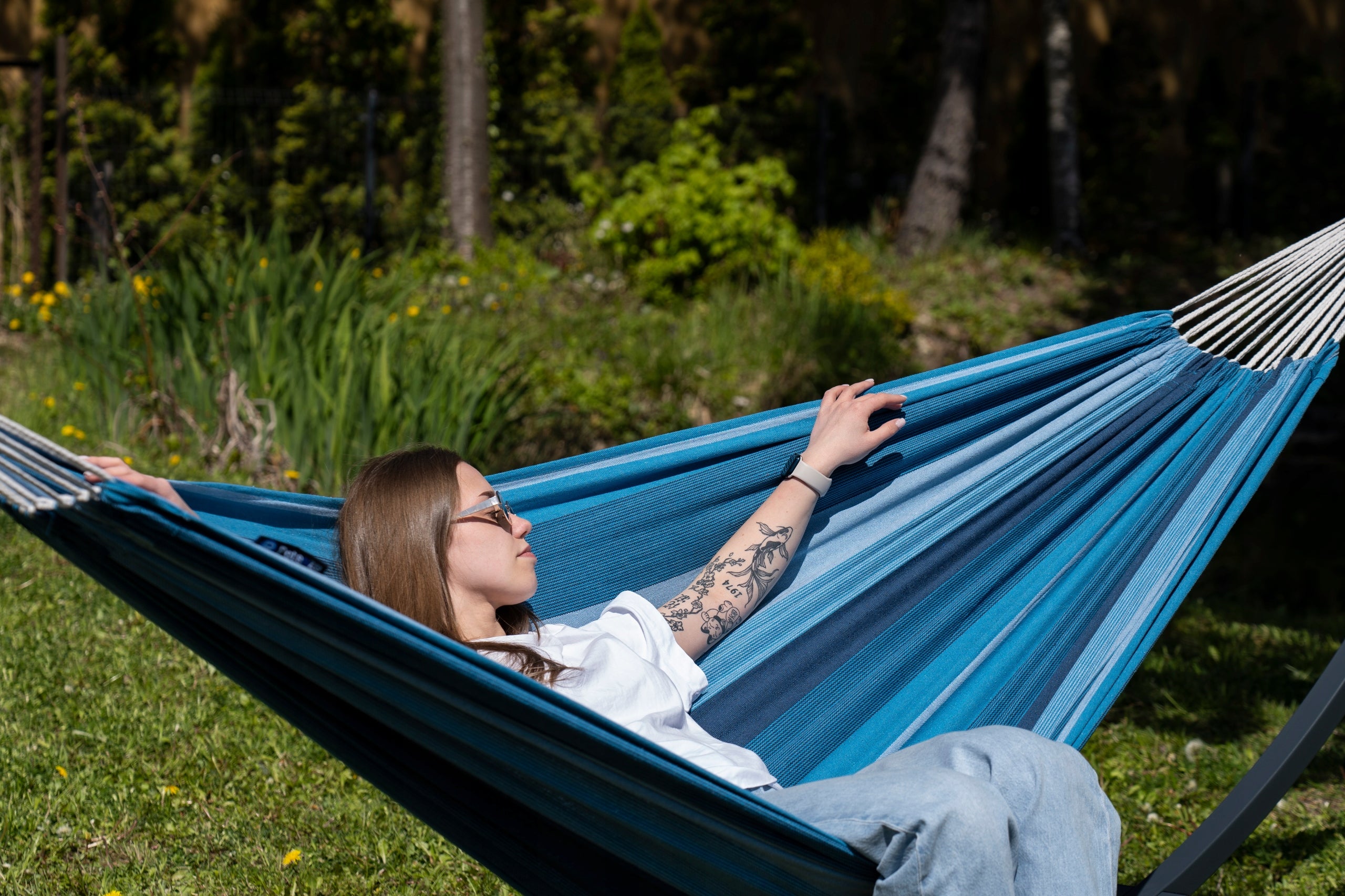 Hammock with steel frame GRANDE hammock double garden set POTENZA Packaging status original