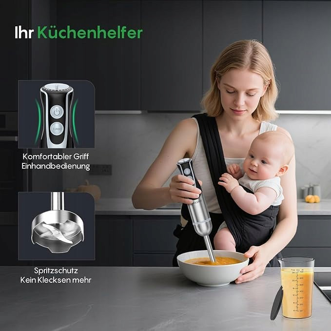 Hand Blender 2in1 1000W Stainless Steel 12 Speed Kitchen Mixer Manufacturer code HB3205H