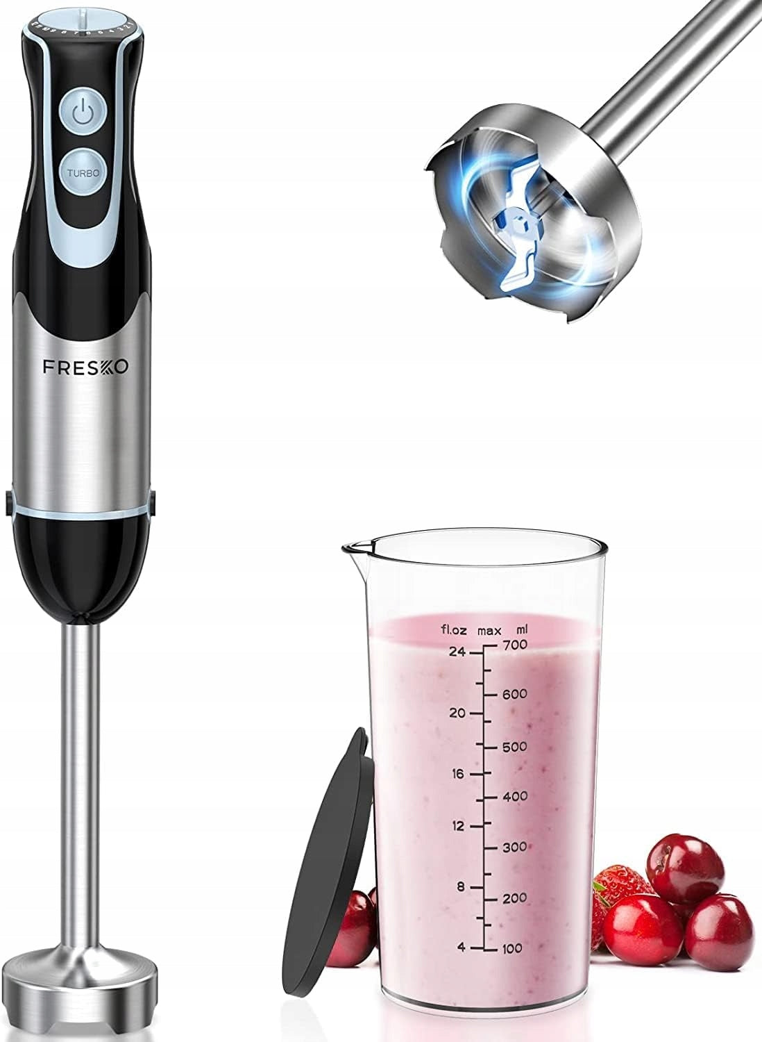 Hand Blender 2in1 1000W Stainless Steel 12 Speed Kitchen Mixer