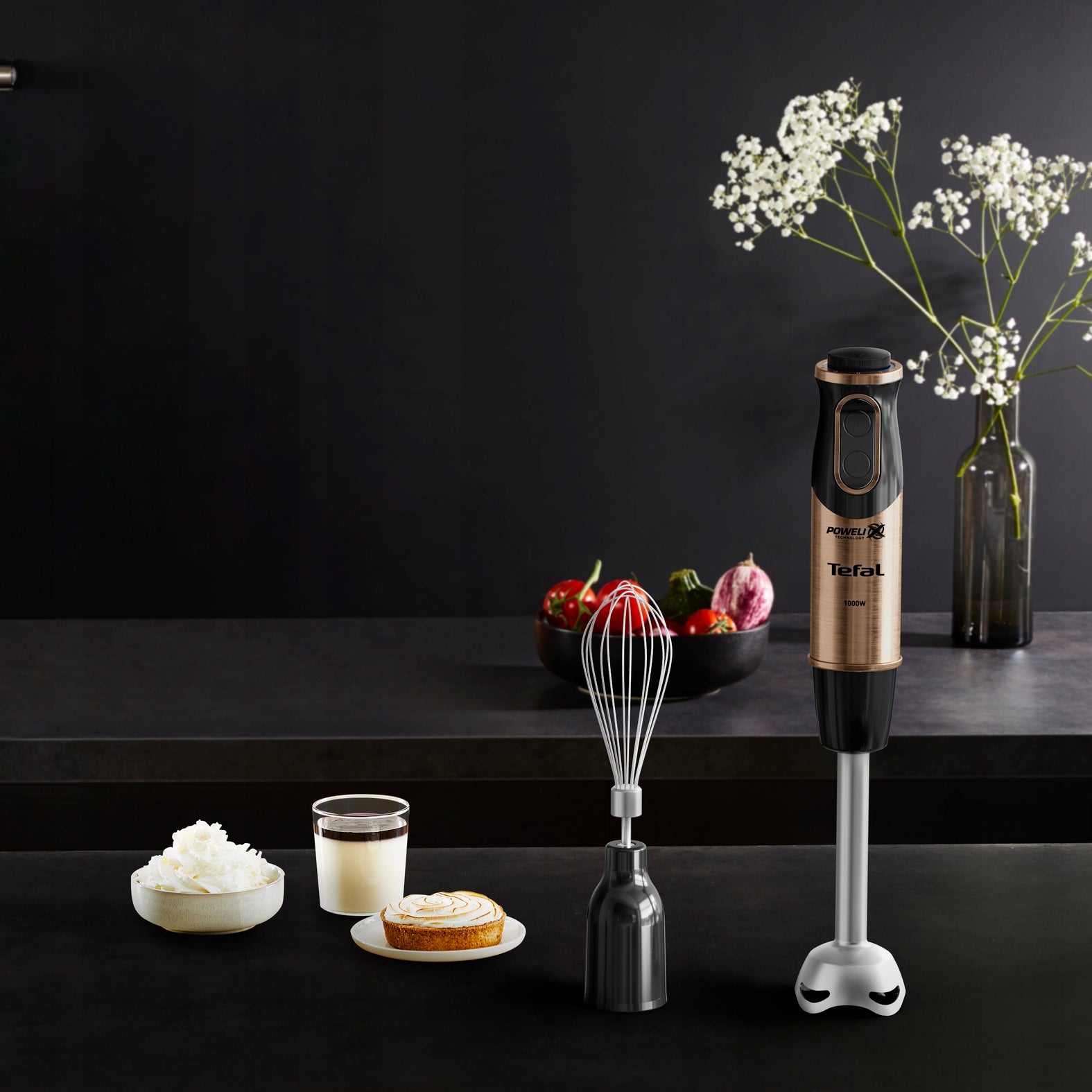 Hand Blender Multifunction Powerful TEFAL Quickchef HB656G10 3w1 1000 W Brand Tefal