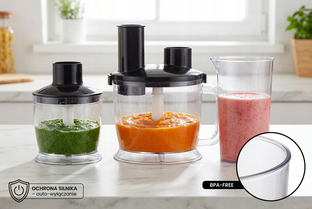 Hand Blender Multifunctional Mixer Shredder Powerful 7in1 Titanium Blades Model SK 4635