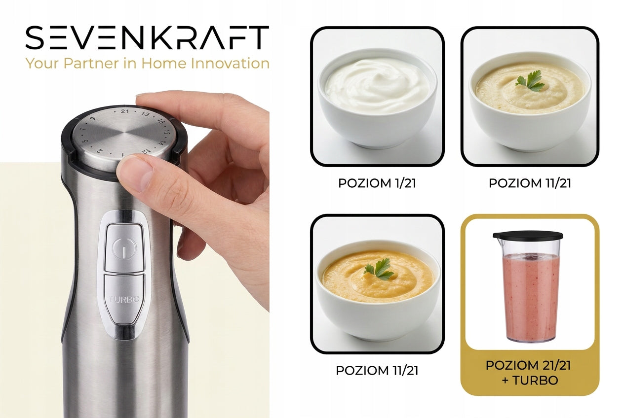 Hand Blender Multifunctional Mixer Shredder Powerful 7in1 Titanium Blades Rotational speed control yes