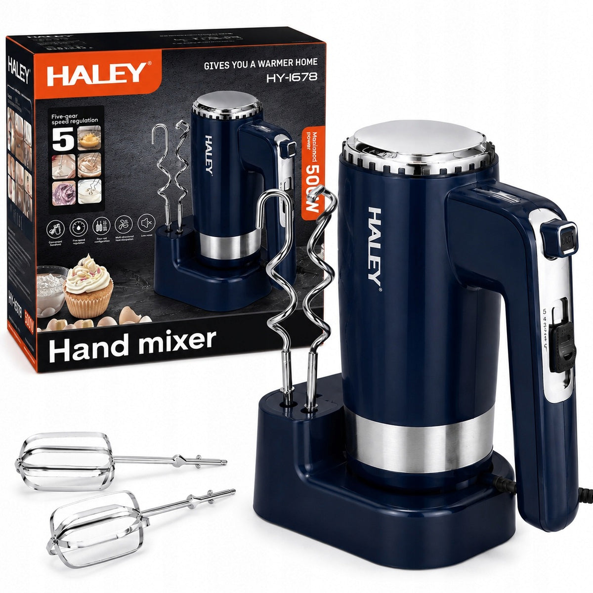 Hand Mixer 500 W 4 Tips Stand