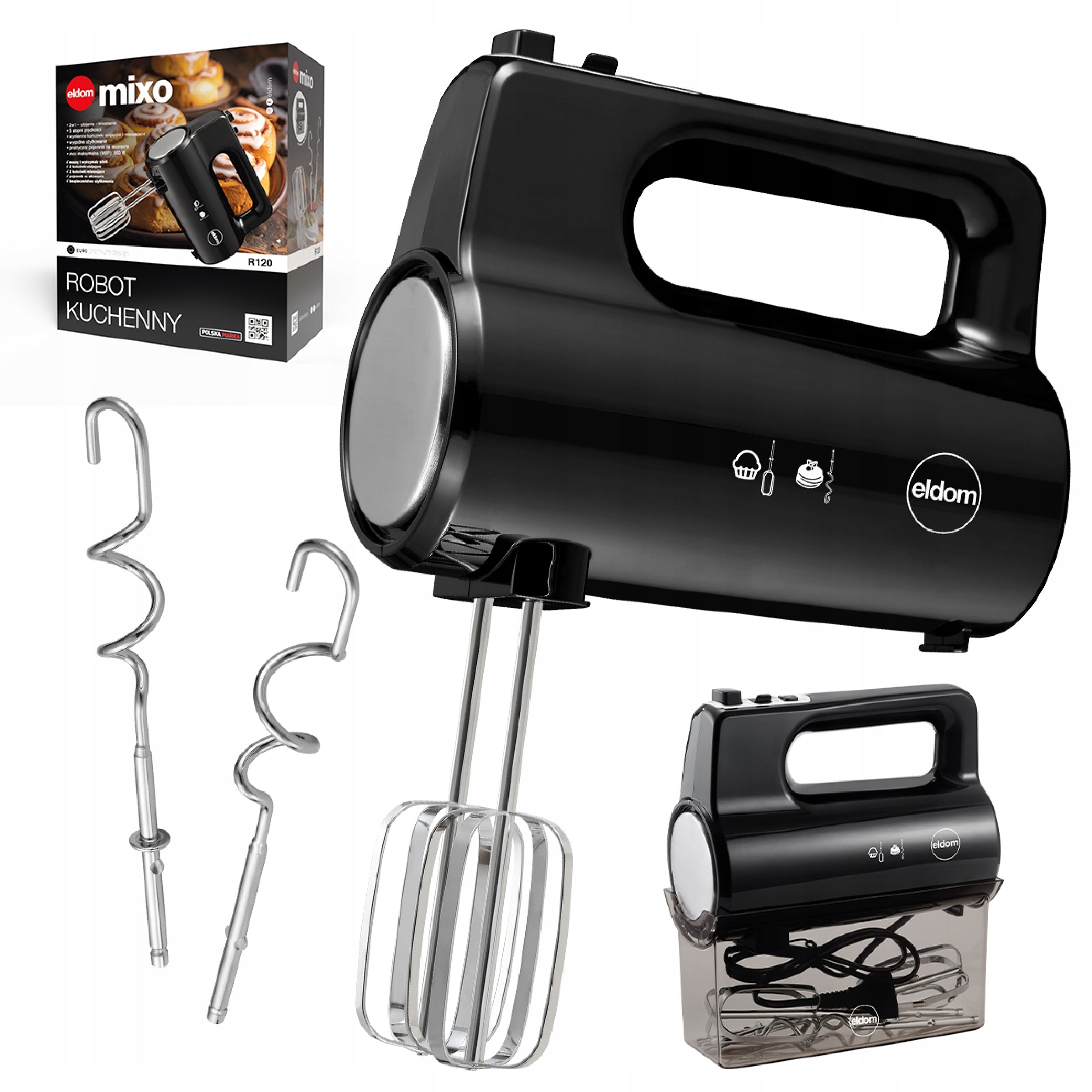Hand Mixer Food Processor 400W Black 5 Speed Turbo R120