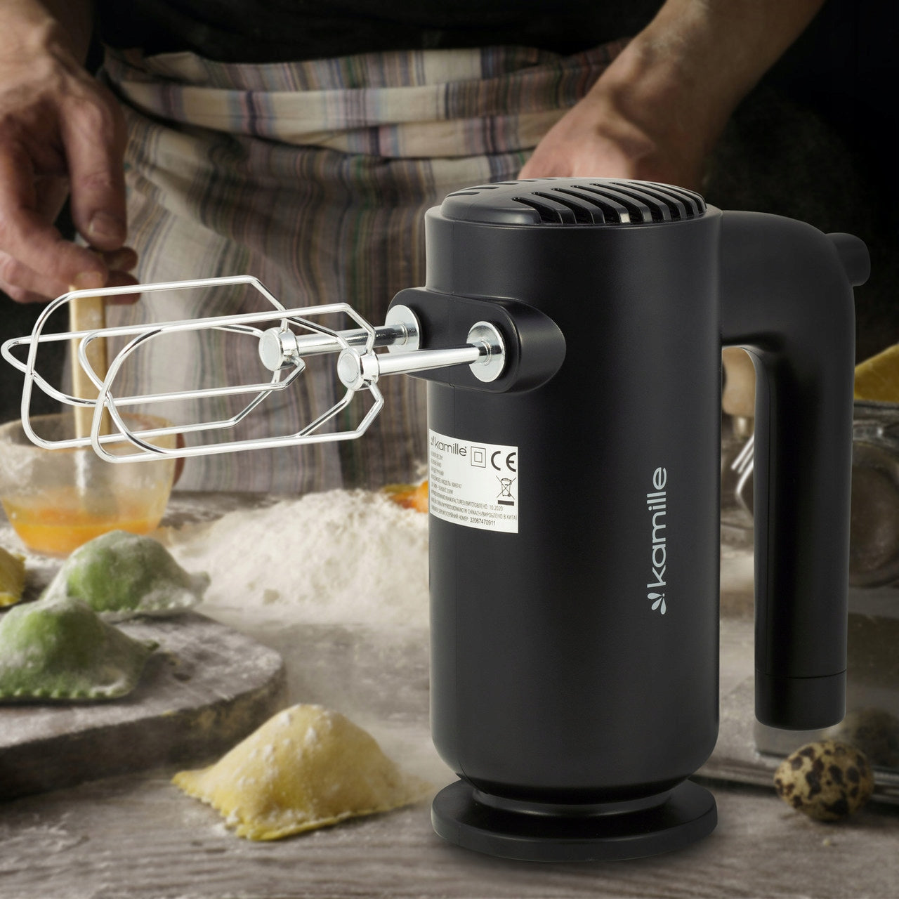 Hand Mixer Food Processor 5 Gears 4 Stirrers KAMILLE 250W black Brand Kamille