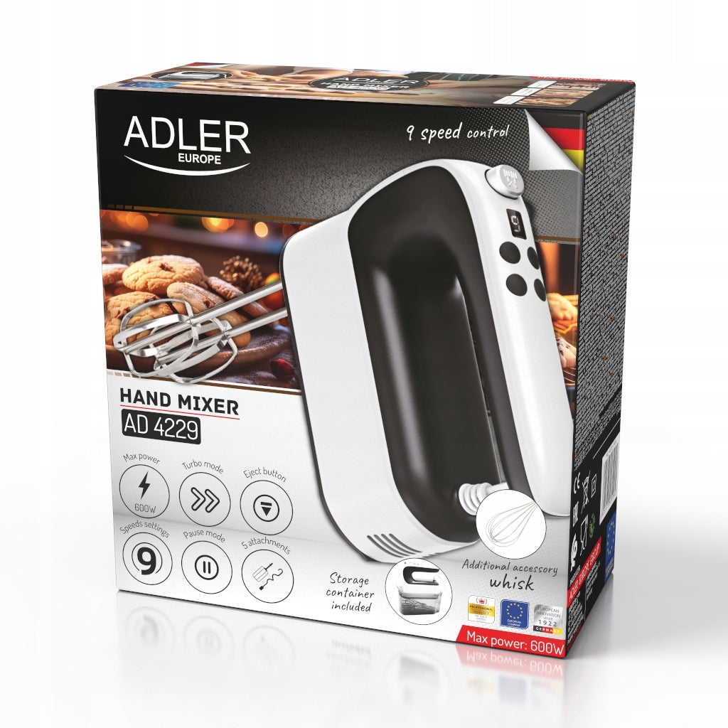 Hand Mixer Food Processor With LCD Beaters 600W 9 Speed Turbo AD4229 Brand no brand