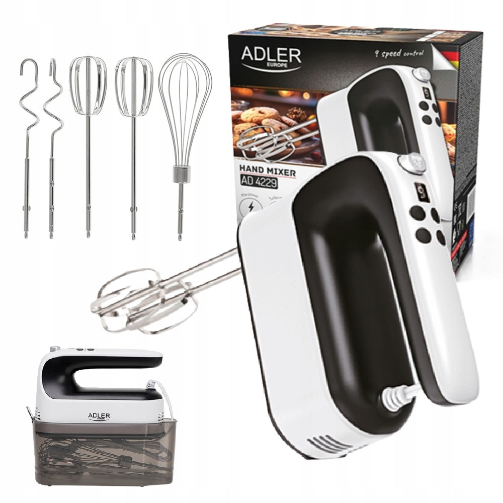 Hand Mixer Food Processor With LCD Beaters 600W 9 Speed Turbo AD4229