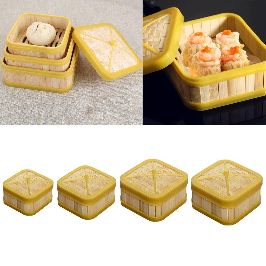 Hand Woven Bamboo Steamer Dim Sum Basket Pasta Cooker 5 inch Packaging status original