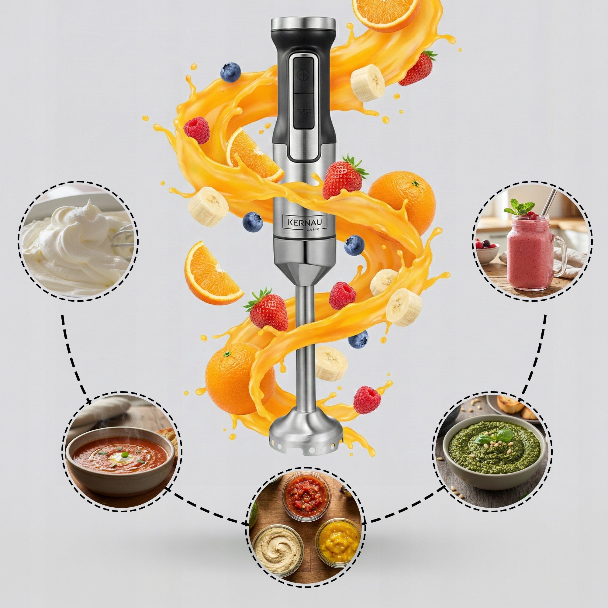 Hand blender Kernau BKHB 801 MS POWERFUL 800W TURBO Rotation adjustment Functions crushing