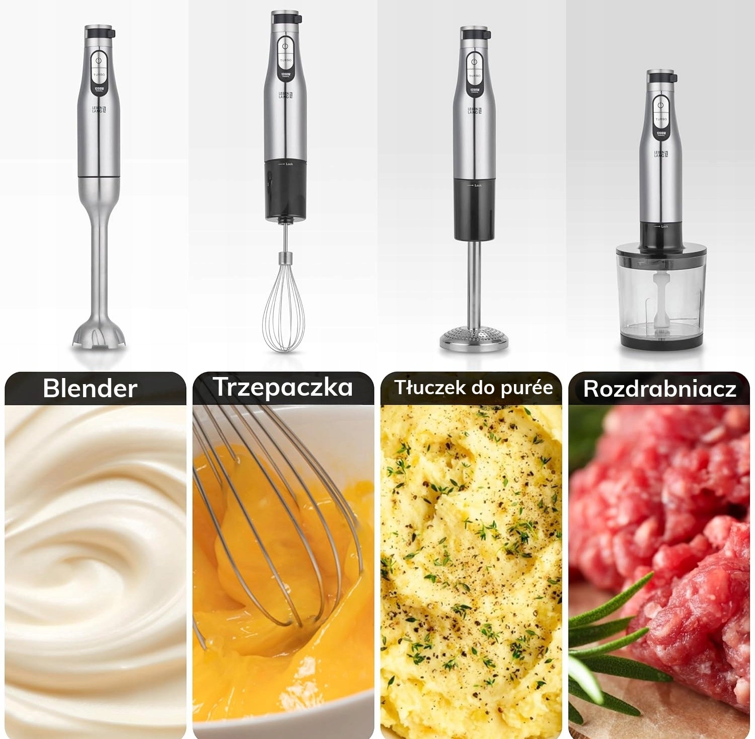 Hand blender LEBENLANG 1200W 5in1 turbo XL Titan multifunctional 1000 ml Manufacturer code LBP9786