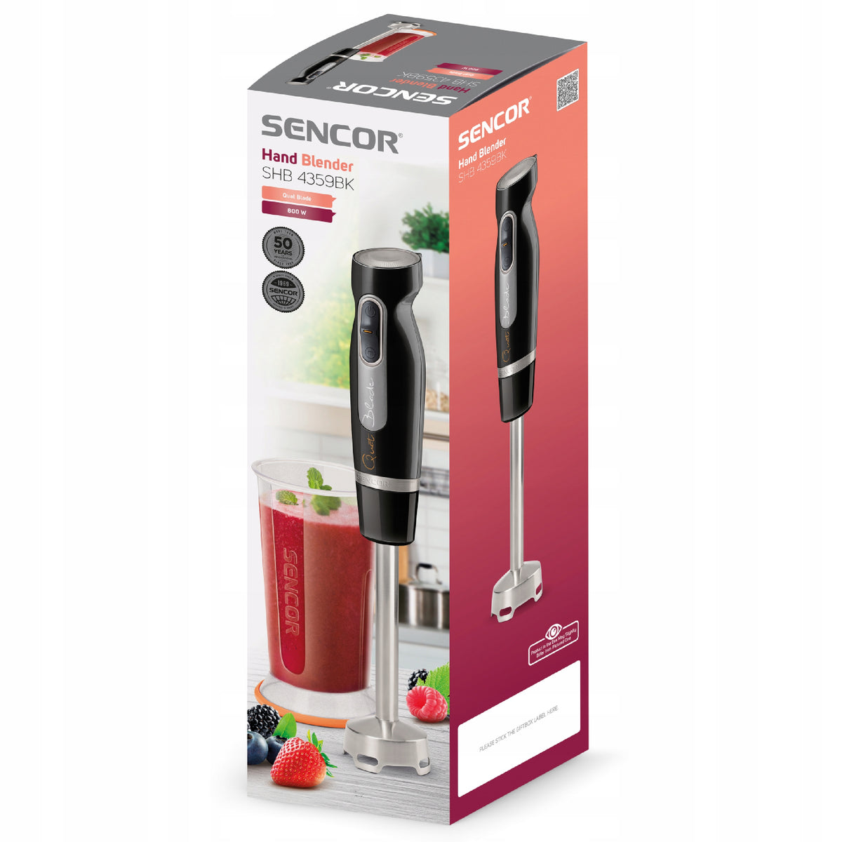 Hand blender smoothie POWERFUL 800W TURBO black Sencor SHB 4359BK-EUE3 Packaging status original