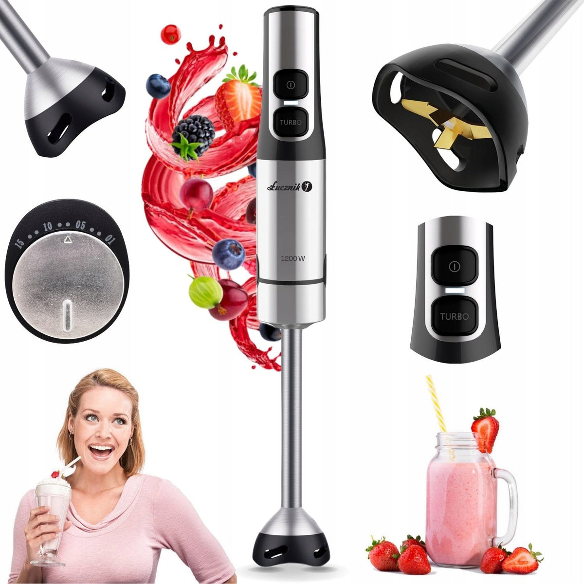 Hand blender Łucznik JK-1200 1200W Titanium crushes ice
