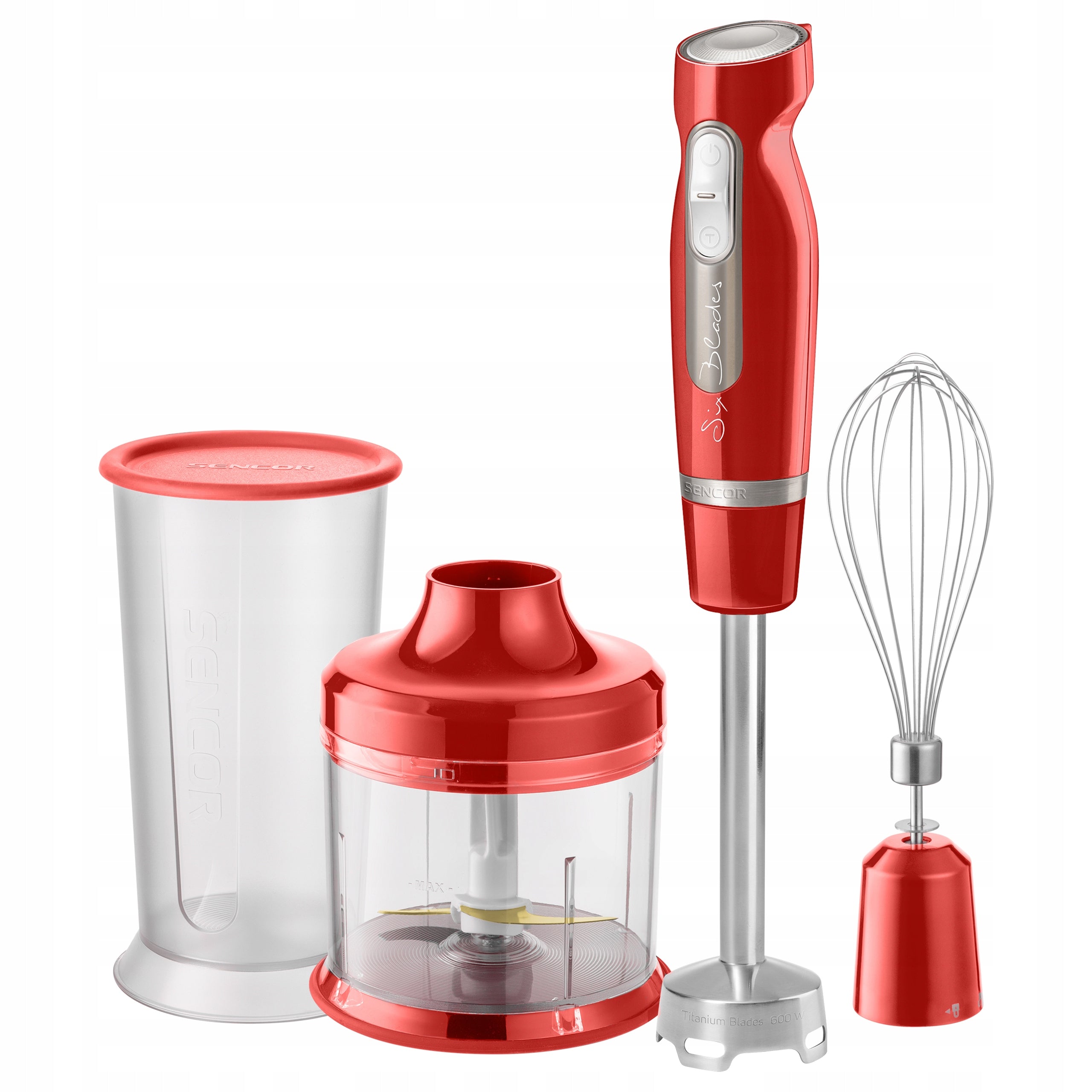 Hand blender with incisor 1000W TURBO red Sencor SHB 4464RD-EUE3 Power rating 1000 W