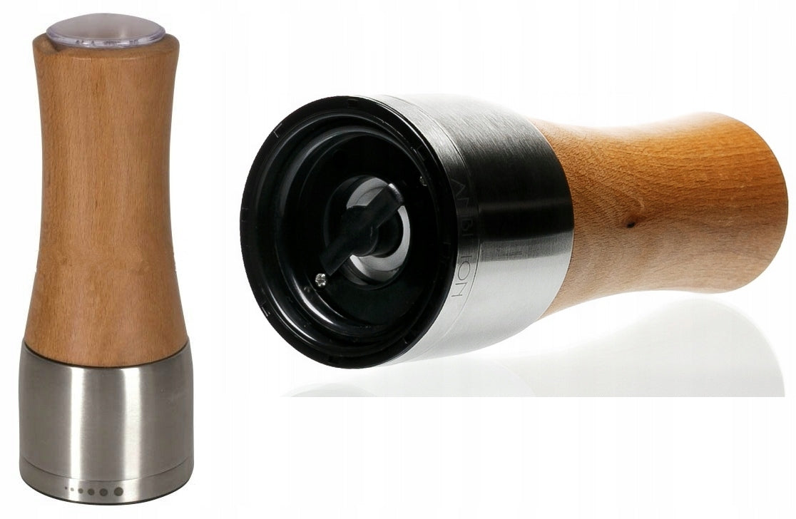 Hand grinder Ambition Falconi wood shades of brown and beige Brand Ambition