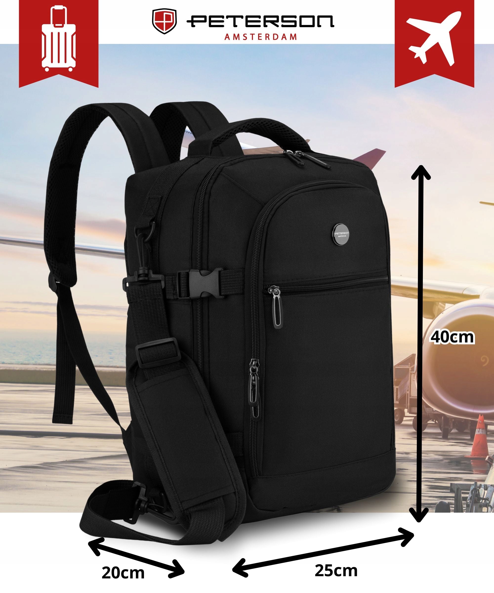 Hand luggage for aircraft 40x20x25 backpack carry-on bag WIZZAIR roomy Manufacturer code Plecak do samolotu 40x20x25 torba