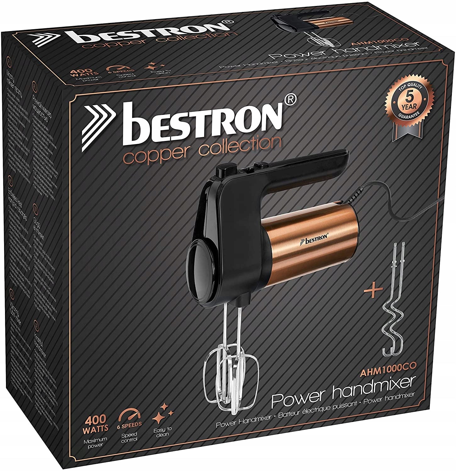 Hand mixer Bestron AHM1000CO 400 W black Manufacturer code AHM1000CO