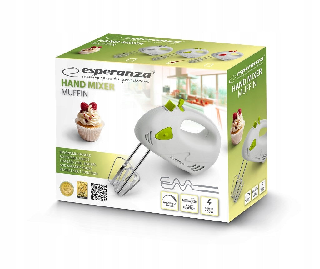 Hand mixer Esperanza Muffin EKM007G (150W; green) Dominant color white
