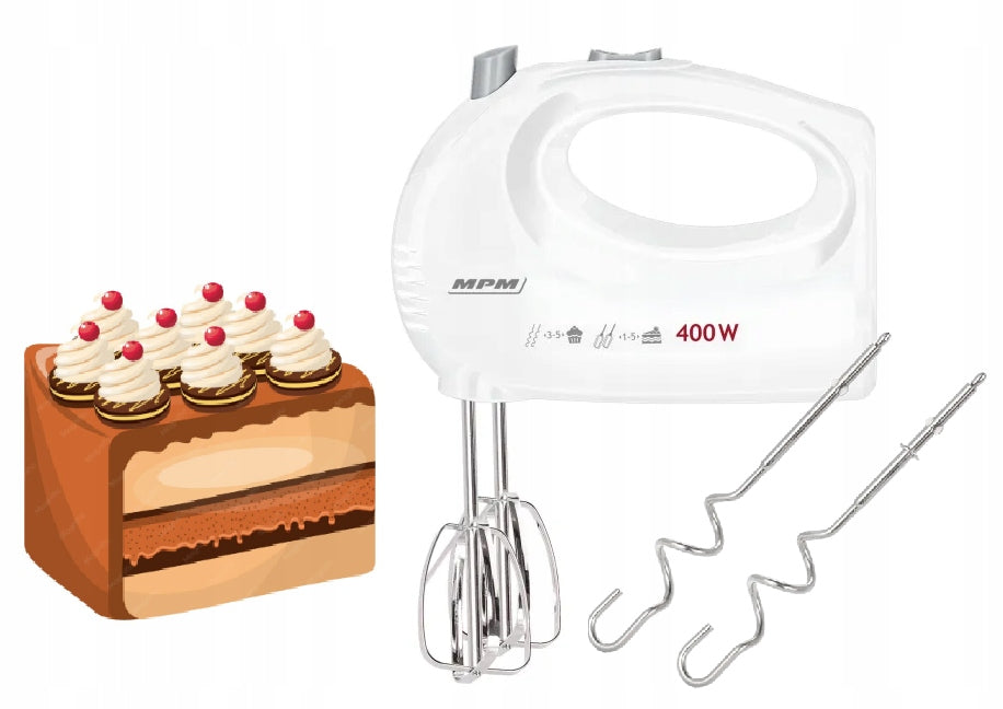 Hand mixer food processor adjustable+ whisk stirrer tips 400W