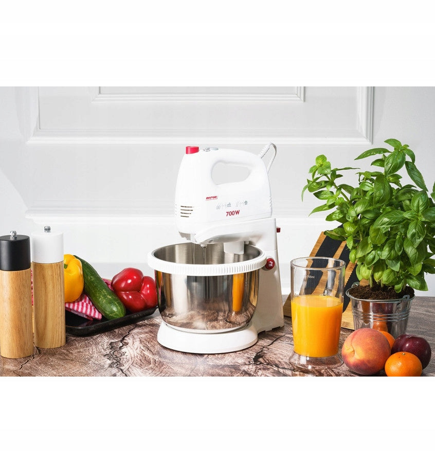 Hand mixer with bowl Food processor white 700W MPM MMR-21Z 5 Speeds Manufacturer code MMR-21Z