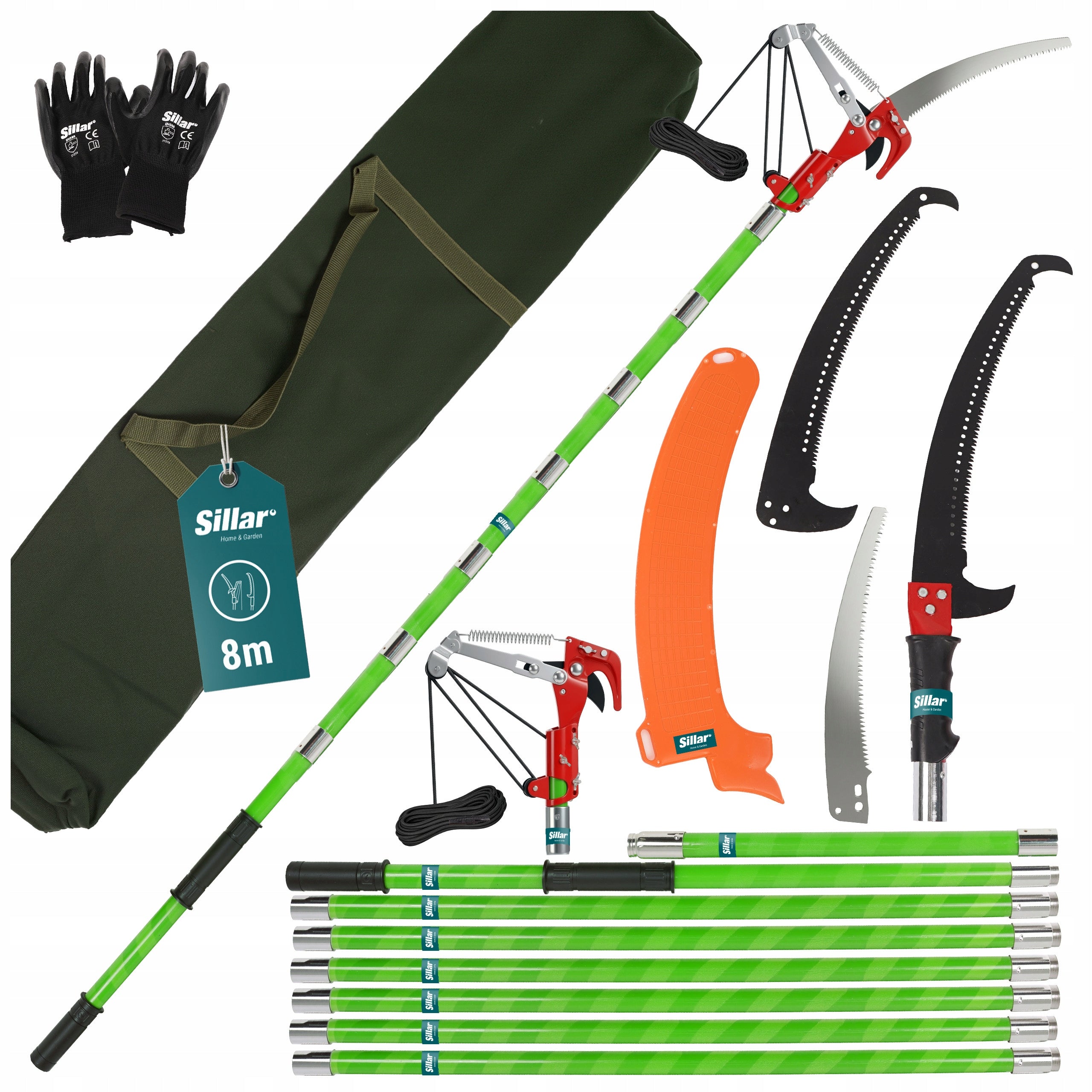 Hand saw pruning shear on boom 8m cutting wood shoots cutting branches