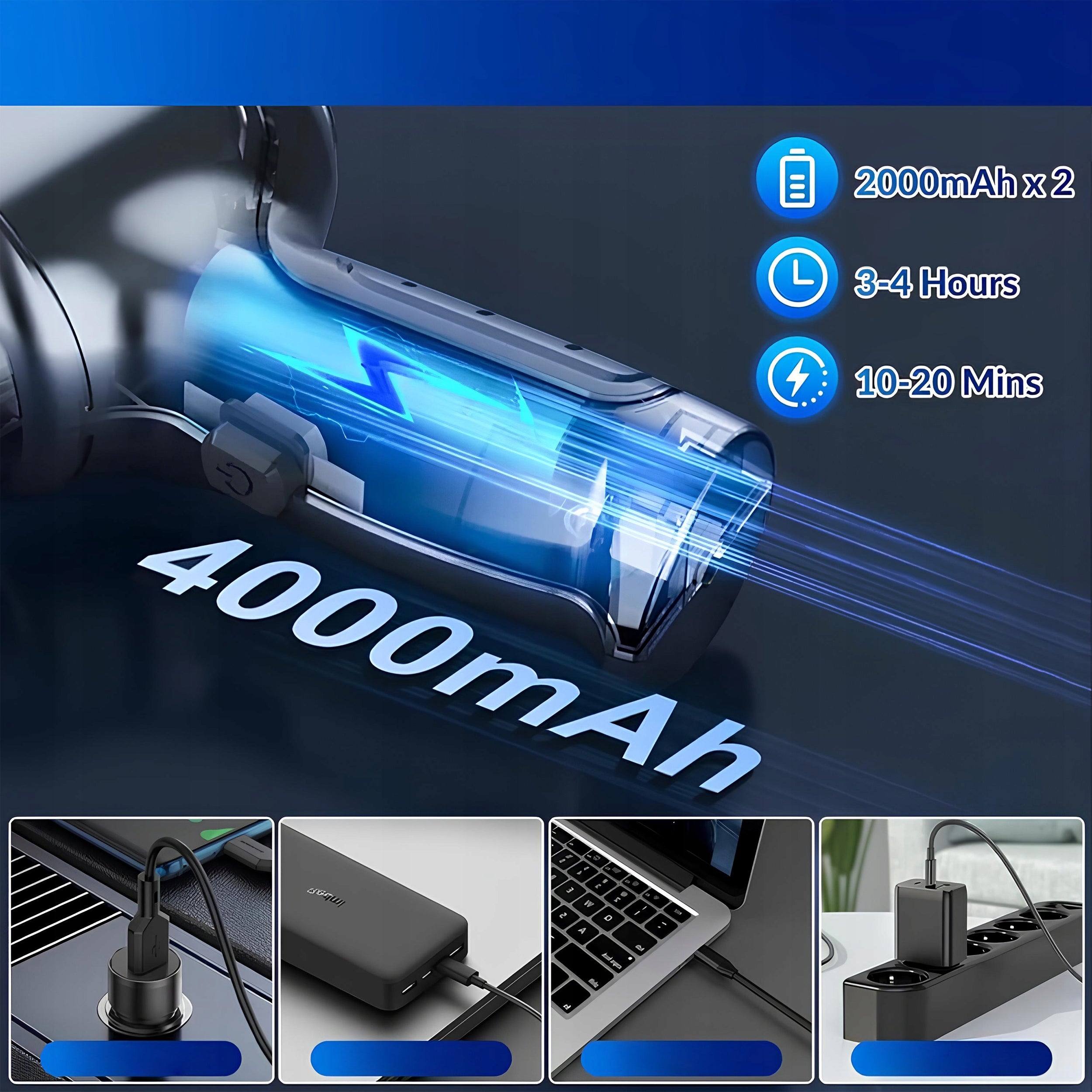 Handheld Car Cyclone Vacuum Cleaner 2in1 Blower 15000Pa 4000mAh + HEPA Packaging status original