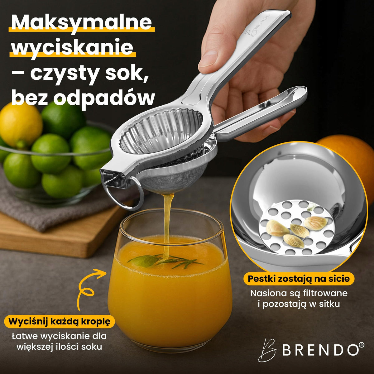 Handheld Citrus Juicer Stainless Steel Silver Brendo Dominant color silver