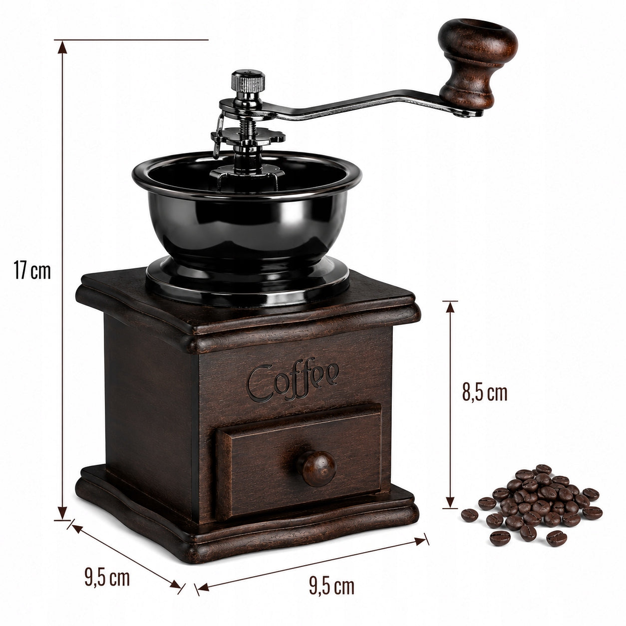 Handheld Coffee Grinder Retro Wooden Classic with Drawer Traditional Brand no brand