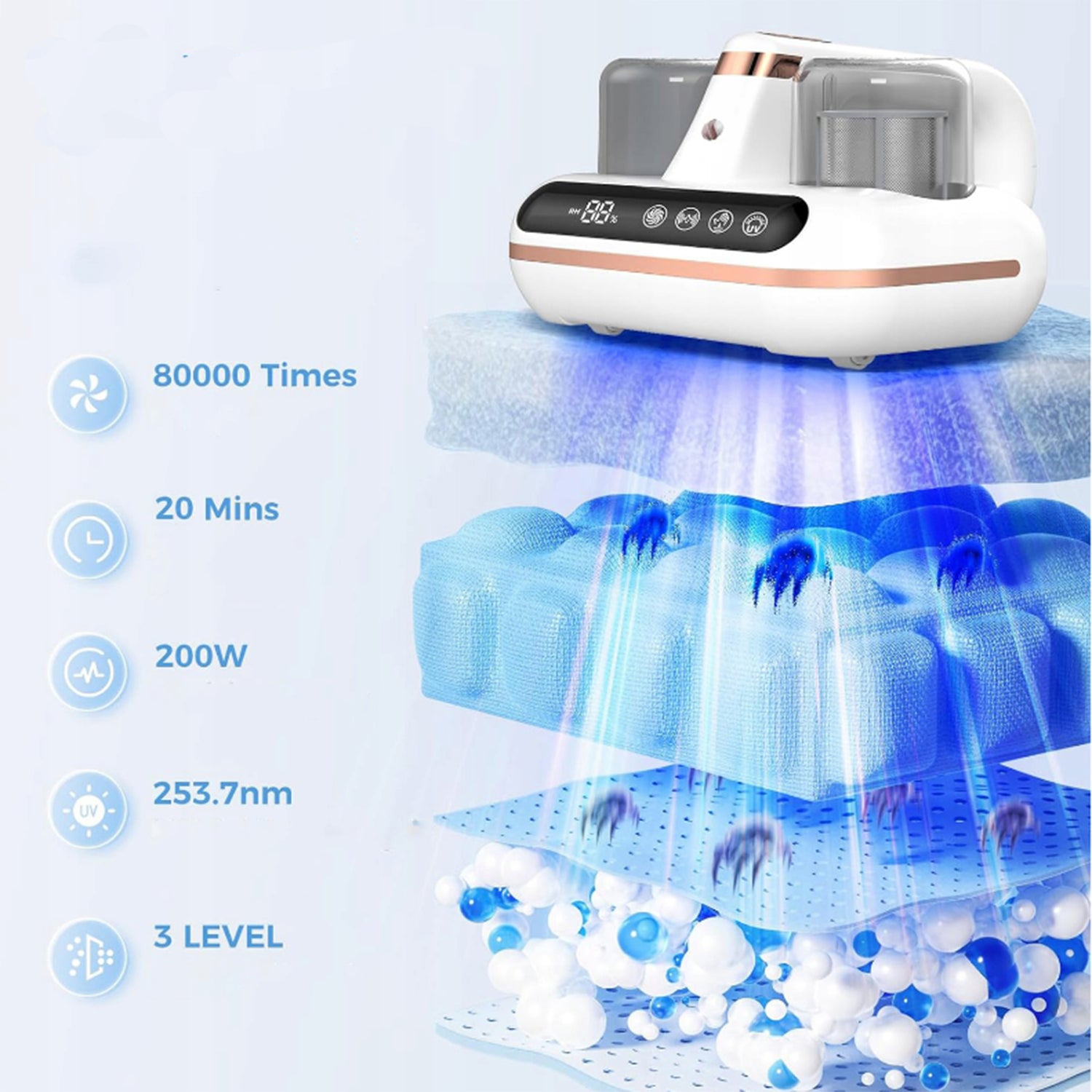 Handheld Mites Vacuum Cleaner, 5 in 1, UV-C, Ultrasound, High Power, 100W Manufacturer no brand